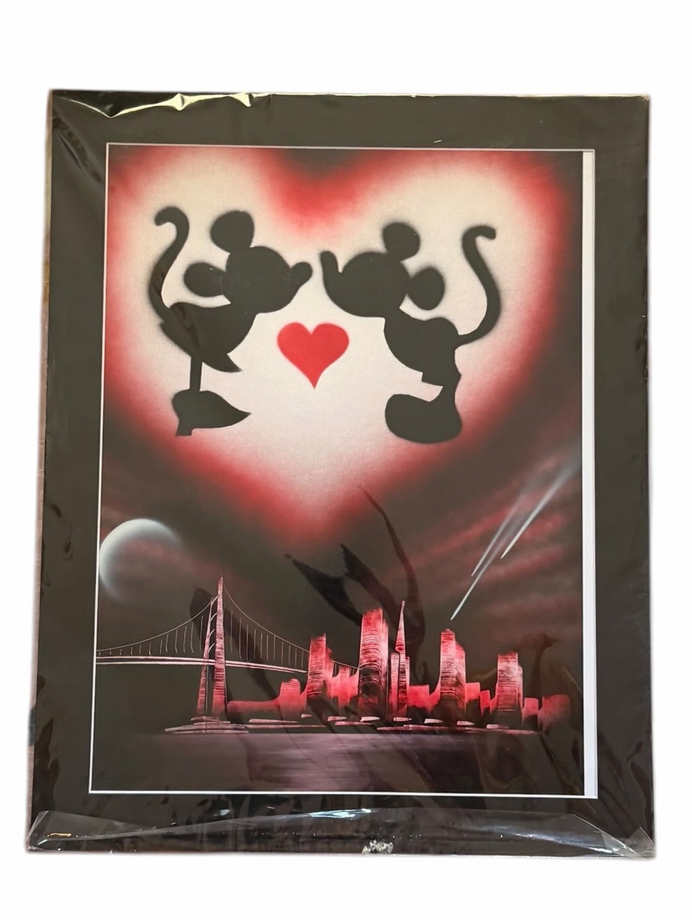 Romantic Mouse Silhouette Wall Art Print